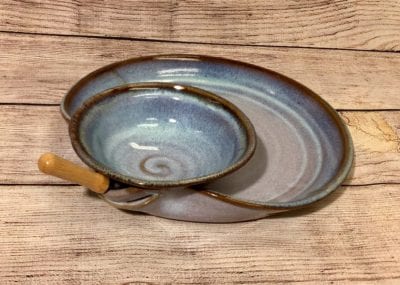 Plate with attached bowl