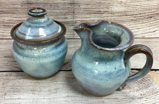 Sugar and creamer blue pottery