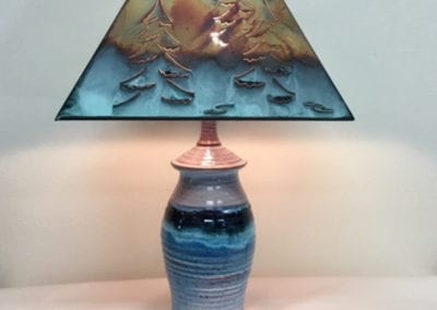 pottery lamp blue handmade