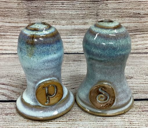 Blue salt and pepper pottery