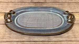 Medium serving tray by salvaterra pottery in Mist