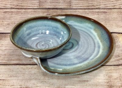 Soup and sandwich in Mist by Salvaterra Pottery