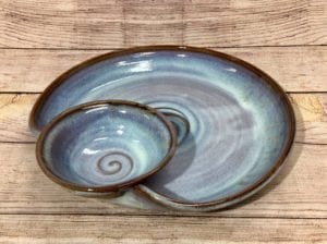 chip and dip platter in Mist by salvaterra pottery